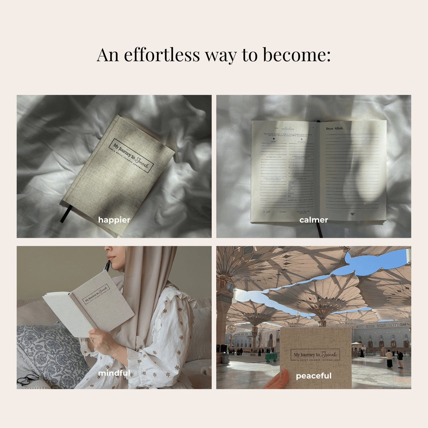 Sunnah journaling tool for spiritual growth. Islamic book routine for spiritual discipline. Islamic book for inner peace