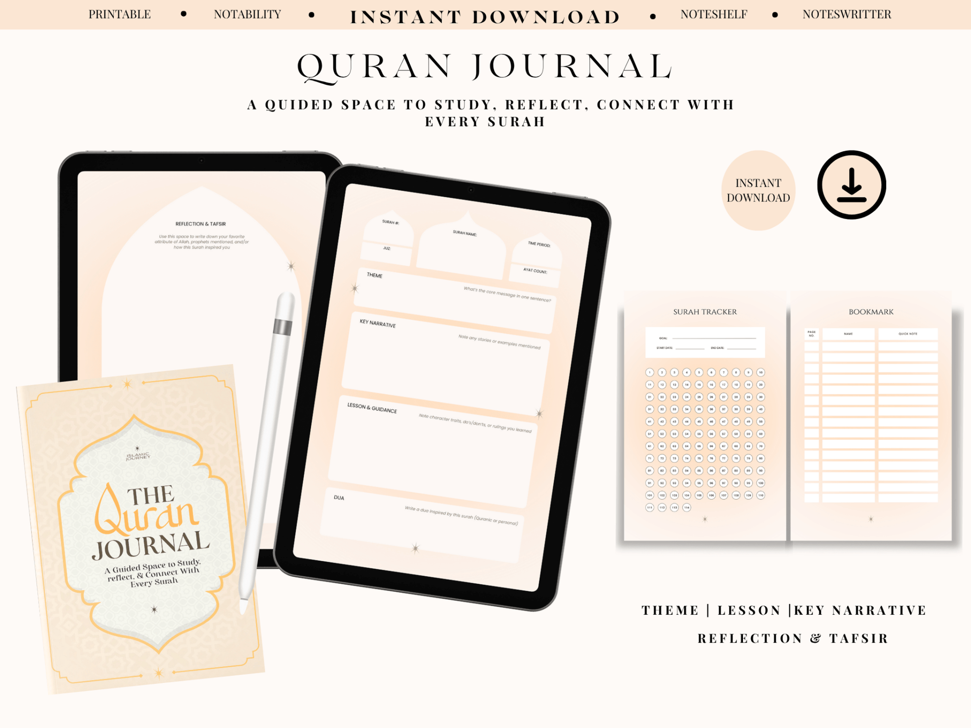 Islamic gratitude journal – A5 linen, undated pages for daily dua and Quran reflection Muslim journal for women – guided prompts to get closer to Allah through gratitude My Journey to Jen