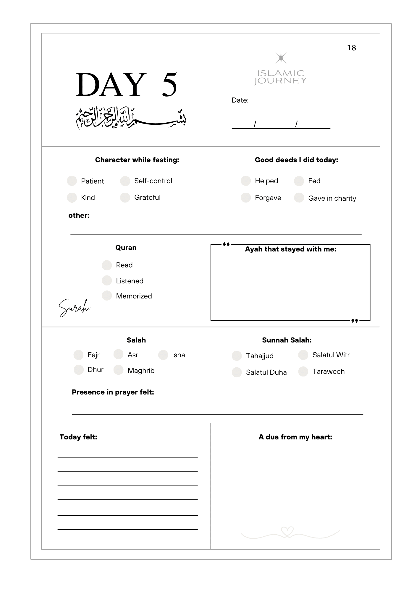 Islamic gratitude journal – A5 linen, undated pages for daily dua and Quran reflection Muslim journal for women – guided prompts to get closer to Allah through gratitude My Journey to Jen